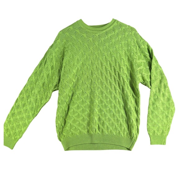 Saks Fifth Avenue Sweaters - Vtg 90s Saks Fifth Avenue 100% Silk Cable Knit Sweater Mens L Oversized Unisex L